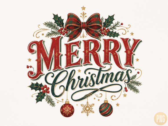 Download Merry Christmas Vintage Typography PNG - Merry Collection