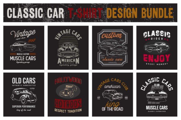 Download Old Classic Cars T-shirt Designs Bundle - Premium Resources