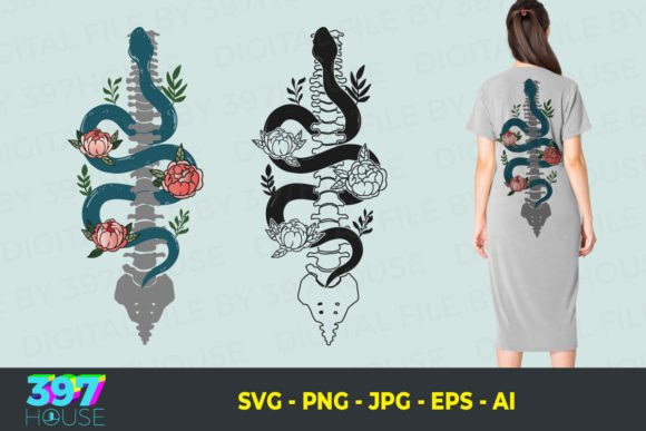 Download Human Spine with Snake and Flower - Snake Collection