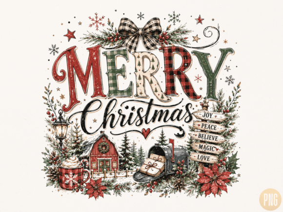 Download Merry Christmas Farmhouse PNG - Merry Collection
