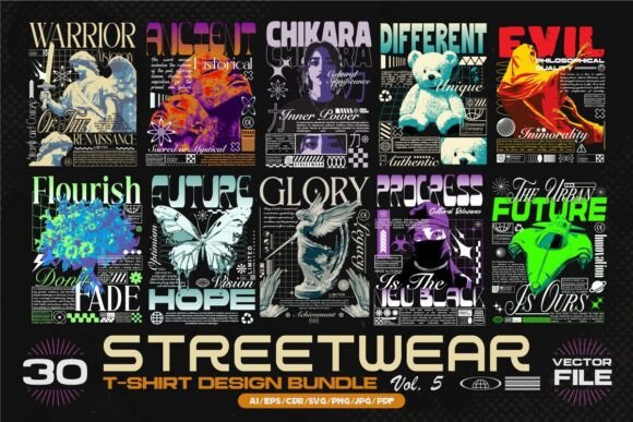 Download Streetwear T-shirt Designs Bundle Vol.5 - Premium Resources
