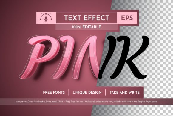 Download Pink Editable Text Effect, Graphic Style - Graphic style Collection